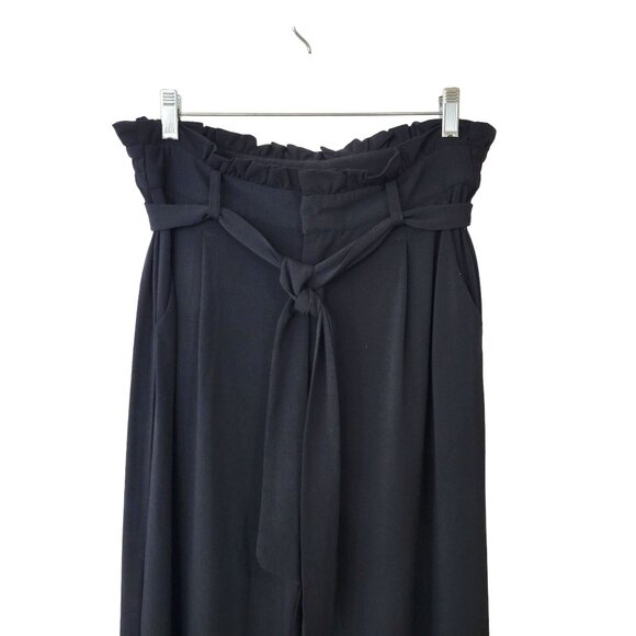 ModCloth Black Jersey Trousers with Paper Bag Waist - Picture 2 of 7